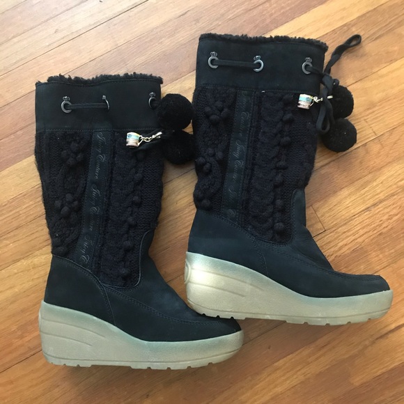 Juicy Couture Shoes - Juicy Couture Black Suede Knit Boots & Charms